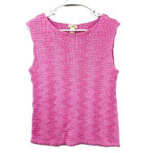 Le Pleat Womans Top Size Large, Purple Pullon Polyester Sleeveless Spring/Summer